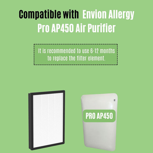Nispira AP450F True HEPA Filter - Compatible with Envion Allergy Pro AP450 Air Purifier, 1 Pack