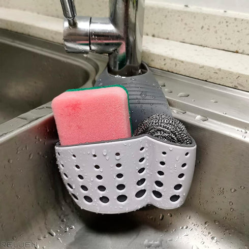 5.7 3.22 2.2" Silicone Sponge Holder For Kitchen Sink - Over The Faucet Sink Sponge Holder Hanging, x x Convenient Size