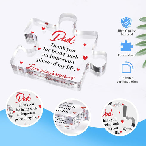 Jemo Fathers Day Dad Gifts from Daughter Son Wife-Acrylic Puzzle Plaque-Birthday Thanksgiving Christmas Retirement Gift