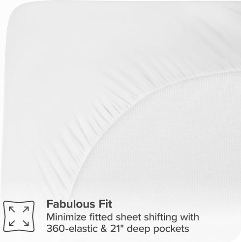 Bare Home Queen Mattress Topper, Cotton Top Fitted Mattress Cover, Cooling Breathable Air Flow, Soft Noiseless Mattress