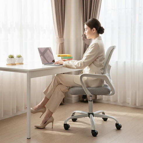 360 DUMOS Home Office Computer Chair - Ergonomic Mid Back Desk with Lumbar Support and Rocking Mode, Height Adjustable