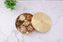 8 Inch 7 1 Ajuny Handcrafted Brass Spice Box Golden with Embossed Lid - Decorative Round Masala Canister Removable