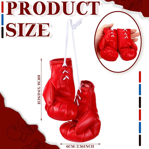 Zhanmai 2 Pairs Mini Boxing Gloves for Car Mirror, Punching Gloves Holiday Christmas Ornament Decoration (Black, Red)