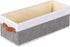 Small Storage Basket 1-Pack, Fabric Storage Containers with Handles, Foldable Open Storage Bins (White&Gray, 15x6x5in)