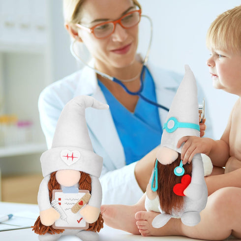 Lineshading 3 Pcs Nurse Doctor Home Gnome Figurines Plush Decoration Swedish Gnomes Ornaments Decor Hospital Office