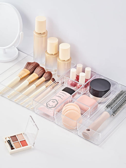 SMARTAKE 25-Piece Drawer Organizer with Non-Slip Silicone Pads for Makeup, Jewelry, and Utensils Storage