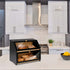 Counter, HOMEKOKO Double Layer Large Bread Box for Kitchen Wooden Large Capacity Bread Storage Bin (Black)