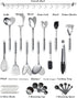 Berglander 38 Pieces Kitchen Utensils Set, Stainless Steel Cooking Utensils with Holder Rack and Hooks for Hanging,