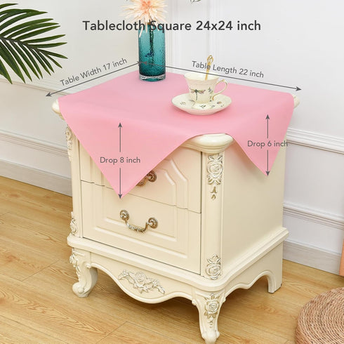 24x24 inch, NEWISHER Pink Square Tablecloth Heavy Duty Polyester Fabric Table Cloth, Washable Solid Reusable Table