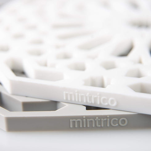 Mintrico Silicone Trivet Mat Pad for Hot Dishes, Set of Two (White & Grey Octagon)