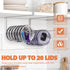 2 Pack 20 Tumbler Lid Organizer, Horizontal Tumbler Lid Storage Hook Up to Lids, Space Saving Cup Lid Holder Under
