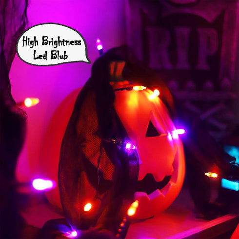 YAOZHOU 30LED 8 9.9Ft (1PACK) Battery Powered Halloween String Lights, Orange and Purple Indoor with Black Gauze Timer