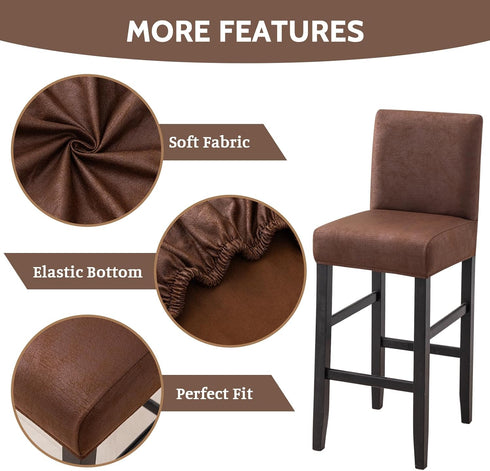 Set 4, FUANGUI Bar Stool Covers of Stretch Removable Bar Stool Seat Covers with Backs Slipcovers, Bar Chair Covers