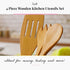 tuuli Kitchen 4-Piece Wooden Cooking Utensils Set, Durable Solid Cherry Wood (Spoon, Fork, Spatula, BBQ Tongs)