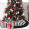 Black and White Buffalo Plaid Check Christmas Tree Skirt - 48 inches Double Layers Holiday Ornaments