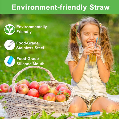 Kynup Reusable Straws, 4 Pack Collapsible Metal Straw, Foldable Stainless Steel Drinking Straw with Case