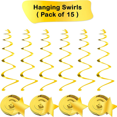 KatchOn Gold Star Hanging Swirls - Pack of 30, No DIY | Gold Star Decorations for Party and Events