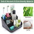 Bamboo Toothbrush Holders for Bathroom Counter Organizer - 6 Slots for Family, Electric Toothbrush Holder, Black Marble