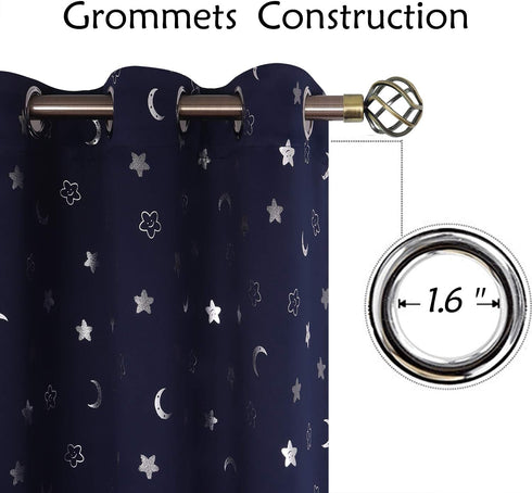 84 Inch 2 Set, Grommet, 42 BGment Kids Curtains for Bedroom Length Panels Star and Moon Blackout Curtains for Boys Room