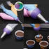 2 Pack Piping Tips, Three-Hole Converter Pastry Bag, Purple Russian Nozzle Decorating Kit for Cupcake Icing