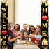 Welcome Home Door Banner Decoration, Black Gold Welcome Back Home Porch Banner for Outdoor Party Supplies