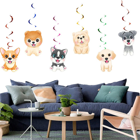 12 Pcs Dog Paw Prints Hanging Swirls Ceiling Streamers Decorations for Dog Paw Prints Birthday Party and Baby Shower