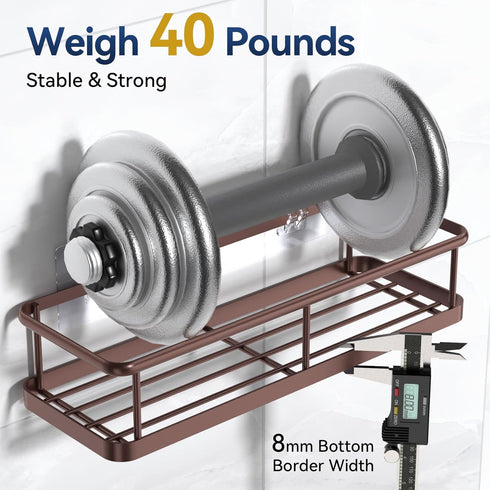 2 Pack YASONIC Shower Caddy Adhesive, No Drill Bathroom Shower Organizers, with Removable Hooks, Rust Proof Shower