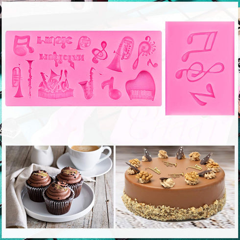 5 Pieces Music Note Fondant Mold - Silicone Musical Candy Mold for Cake Decoration