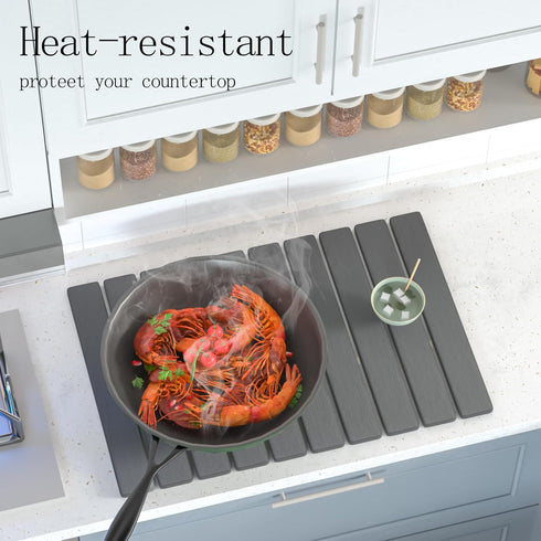 YEECOPON 23.6" 15.4" Counter, x Dish Drying Mat for Kitchen Foldable Fast Drying Stone Mats, Non-Slip Super Absorbent