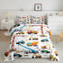 Set Bulldozer Set 3Pcs Tractor Comforter, Excavator Machinery Trucks Bedding Full Size, Construction Vehicle Down