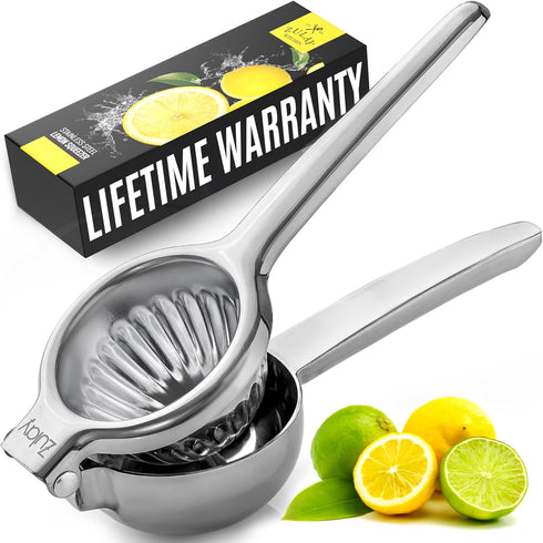 Zulay Kitchen Lemon Squeezer Stainless Steel - Heavy Duty Manual Citrus Press and Lime Squeezer