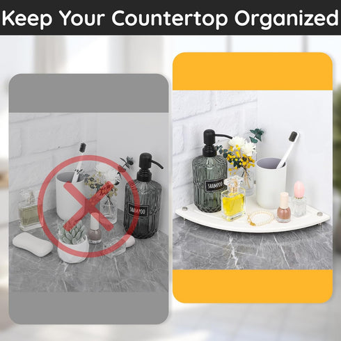 Segbeauty Fast Drying Corner Counter Shelf, 9.85in Diatomite Tray for Bathroom Counter Decor, Soap Dispenser Organizer