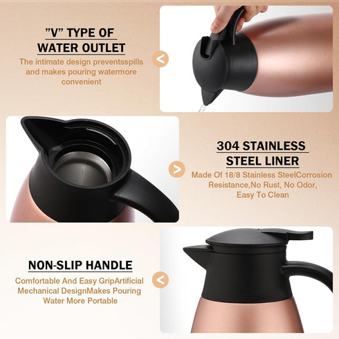 2 Pcs 68oz Thermal Coffee Carafes, Insulated Stainless Steel for Keeping Hot, Includes 2 Brushes