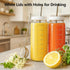 16oz 10 Pack Ruckae Juice Bottles, Glass Bottles with Lids, Smoothie Cup Lids and Straws, Water Bottle Mason Jar