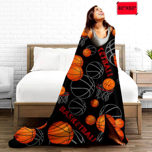 Brloote Cozy 3D 80"X60" Super Soft Basketball Blanket Lightweight Printed Flannel Soccer Baseball Throw Blankets