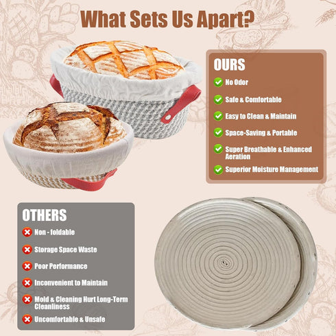 40oz 10" 11" Set Sourdough Starter Kit, Sourdough Bread Baking Supplies with Jar, & Cotton Banneton Proofing Baskets