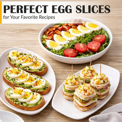 3 CraftyCrocodile Egg Slicer for Hard Boiled Eggs - Slice Modes Egg Cutter, Heavy Duty, Stainless Steel Dicer - Kitchen