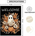 Welcome Fall Garden Flag Ghost Pumpkin 12×18 Inch Double Sided Burlap Flag for Outdoor Halloween Decor