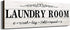 Laundry Room Decor Sign, Wooden Rustic Farmhouse Family Wall Sign, Wash Dry Fold Repeat, 16 x 6 Inches, White