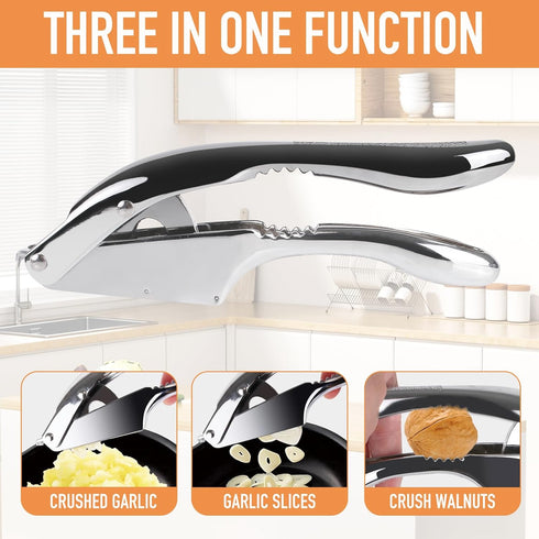 2 1,Effortlessly Garlic press and slicer in Crush, Slice, and Mince Garlic,with this Versatile Kitchen Tool - Perfect