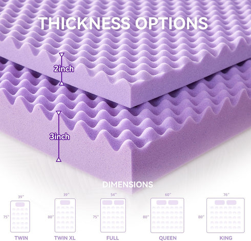SINWEEK 2 Inch Egg Crate Memory Foam Mattress Topper, Twin Size, Soft Pad for Back Pain Relief, CertiPUR-US Certified