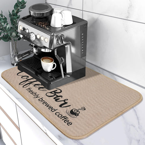 Dish Drying Mat, 16"x24" Absorbent Coffee Bar Mat for Countertops, Coffee Cup Pattern for Kitchen Counter Coffee Maker
