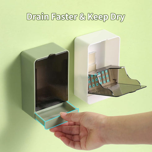 2 Pack Soap Holder Dish Shower - Self Draining Wall Mounted Soap Box Tray for Bathroom, No Drilling