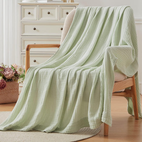 EMME 100% 50"x70") Cotton Throw Blanket Muslin Soft Blanket for Couch Breathable Gauze All Season Soft and Lightweight