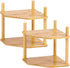 2Pcs 2-Tier Expandable Bamboo Corner Shelf - Dish/Plate Organizer for Cabinet, Kitchen