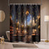 70" 78" Library Shower Curtain Bookshelf School Medieval Magic Book Bathroom Decor, Waterproof Fabric with Hooks W X L