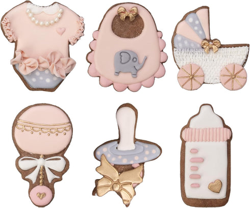 Baby Shower Cookie Cutter Set 6 Piece 3D Stampers Molds DIY Fondant