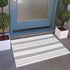 Grey and White Striped Doormat 24'' x 35'', Machine Washable Indoor Outdoor Rug for Front Porch