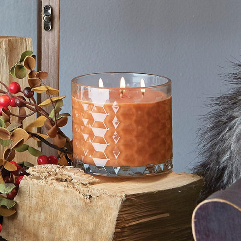 Root Candles Fall Scented Candles - Honeycomb Glass Premium 3-Wick Handcrafted Beeswax Blend Candle, 12-Ounce