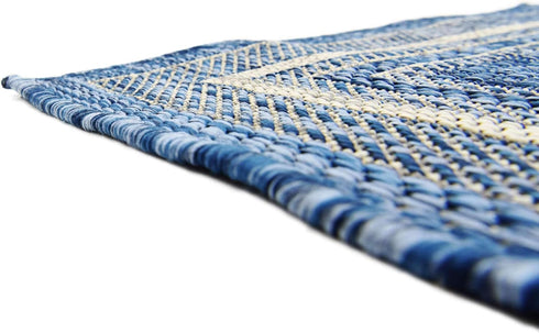 Unique Loom 2' x 6' Outdoor Border Collection Area Rug, Soft Border, Blue/Ivory Runner